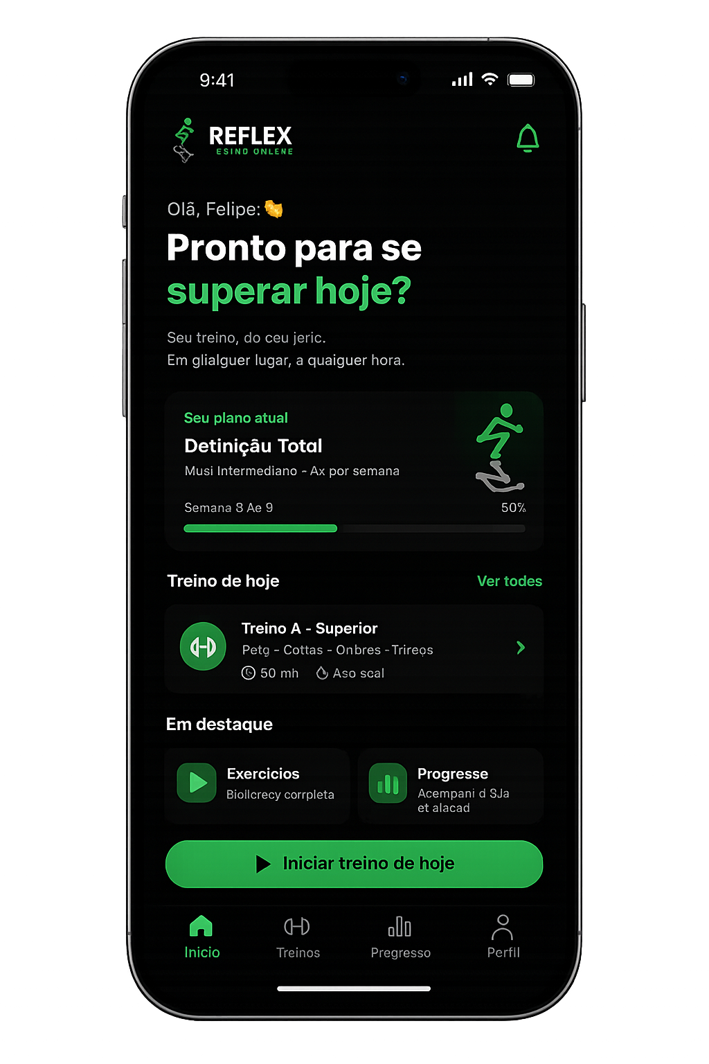 App Reflex Treino detectando agachamento